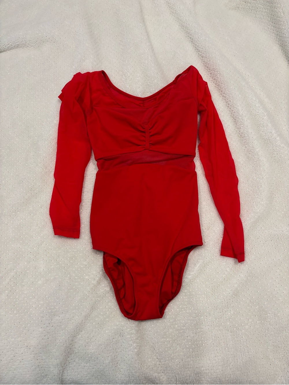 ' Long Sleeve Red One-Piece Leotard Five The Label